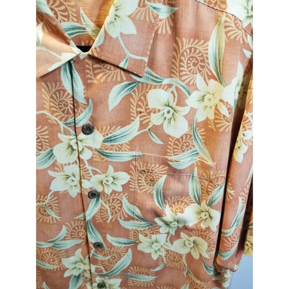 Tommy Bahama Mens Medium Terracotta Floral Hawaiian‎ 100% Silk Shirt - Picture 2 of 9